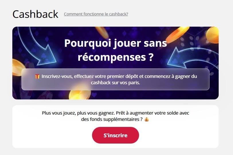 Jeton Rouge Casino cashback