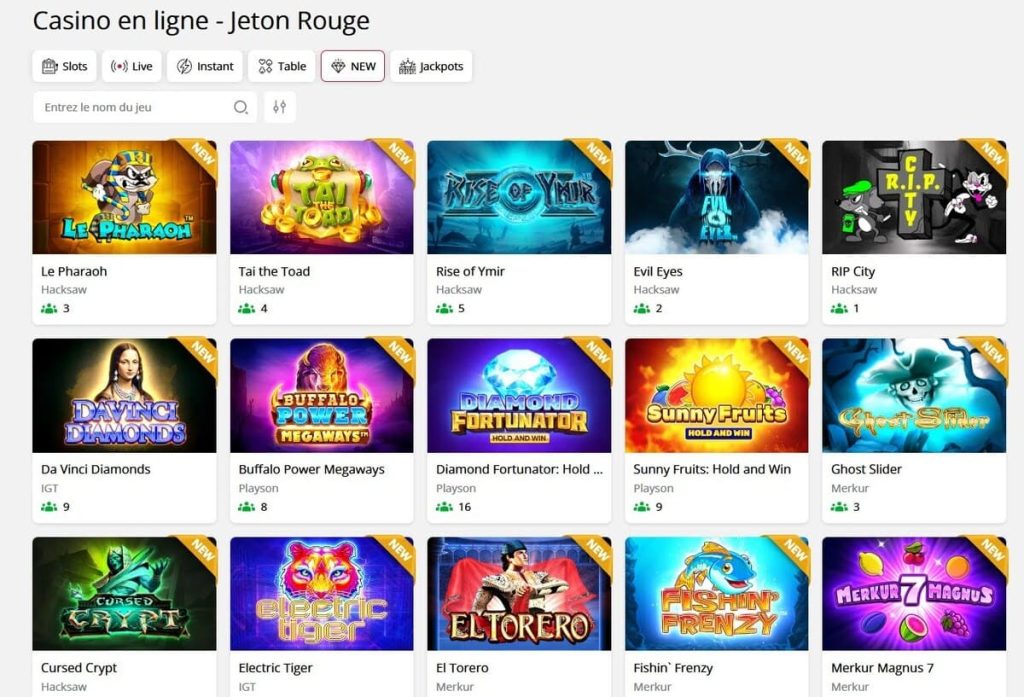 Jeton Rouge Casino jeux