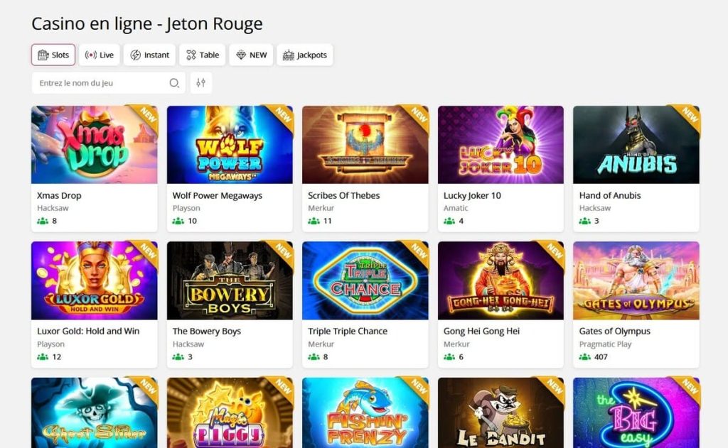 Jeton Rouge Casino machines à sous