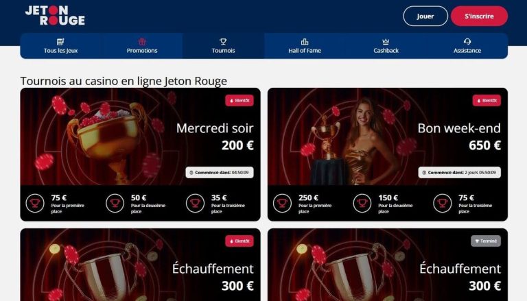 Jeton Rouge Casino tournois