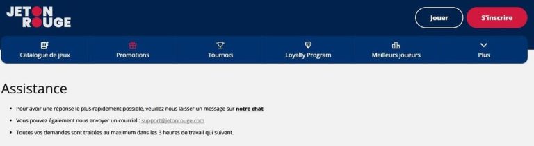 Jeton Rouge Casino support client